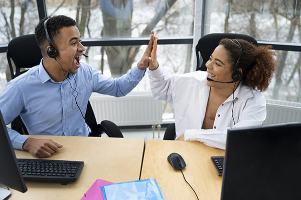 people working call center