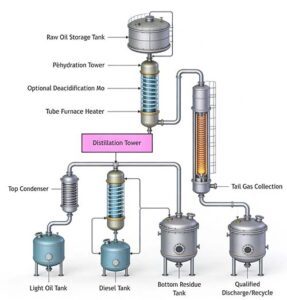 Distillation process flow diagram