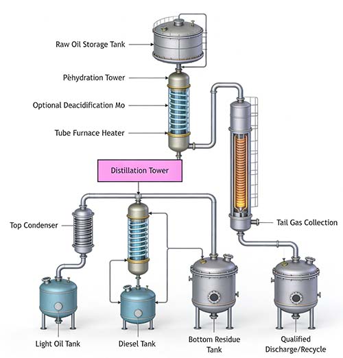Kitron Distillation Process Waste Oil Distillation Plant | 10–30 T/D, 80% Yield