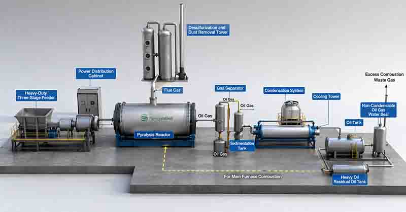 Batch Pyrolysis Machine Process Flow